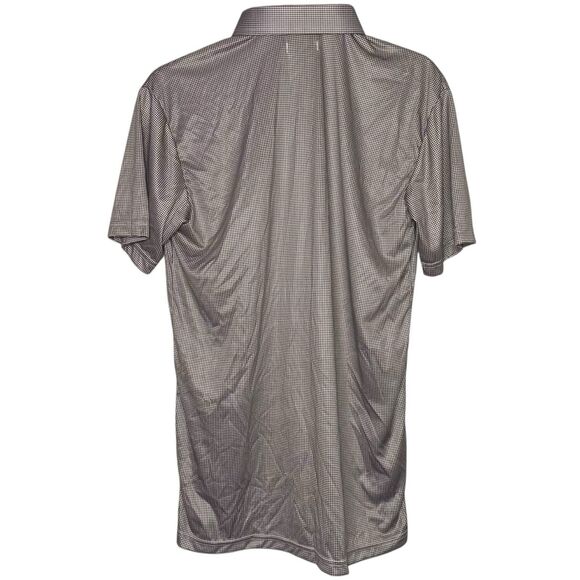 Collars & Co Polo Shirt Mens M Brown Houndstooth Performance Preppy Stretch NEW - Picture 4 of 7